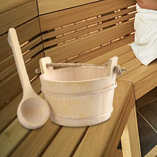 Wooden sauna barrel and ladle - wooden,