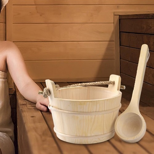 Wooden sauna barrel and - sauna, ladle