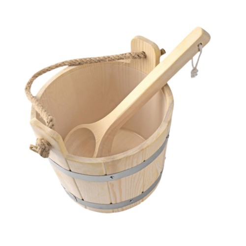 Wooden sauna barrel - and, ladle