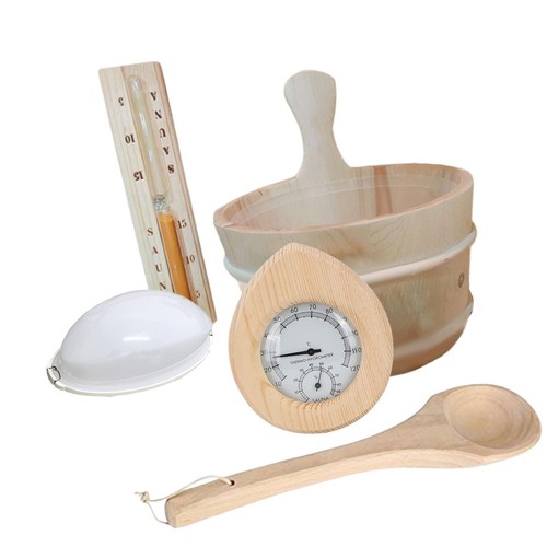 Sauna wooden bucket and ladle - and,